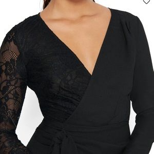 MIXED WRAP jumpsuit - bebe perfect holiday outfit! Classy and sexy